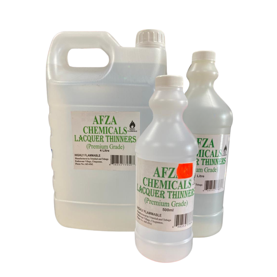 AFZA Lacquer Thinners-Premium Grade lacquer Thinners, Available in 500ml, 1 litre and 4 litre sizes. AFZA Lacquer Thinners-Premium Grade lacquer Thinners, Available in 500ml, 1 litre and 4 litre sizes.